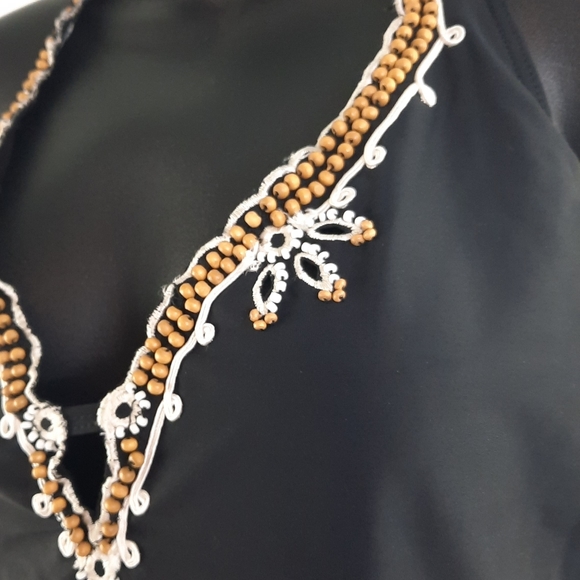 Plus size 16 Fantasized Black Brown  beefed cream Embroidered one piece suite - Picture 3 of 7